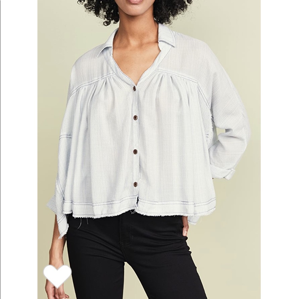 Free People Rainbow Picnic Buttondown Chambray